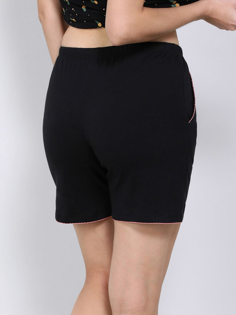 Black JOCKEY Women's Super Combed Cotton Relaxed Fit Sleep Shorts.