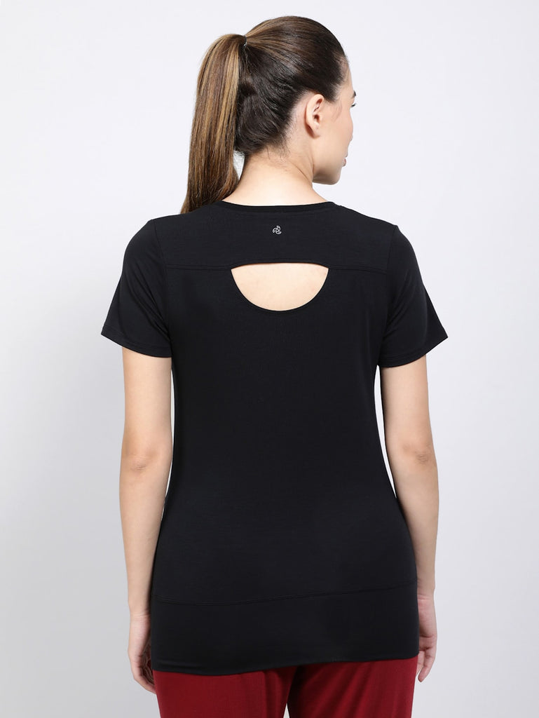 Black JOCKEY Women's Relaxed Fit Half Sleeve T-Shirt