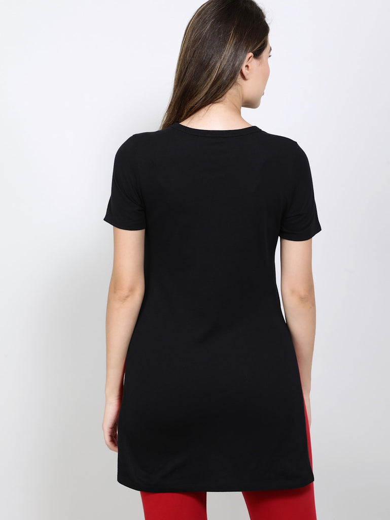 Black JOCKEY Women's Relaxed Fit Long length T-Shirt