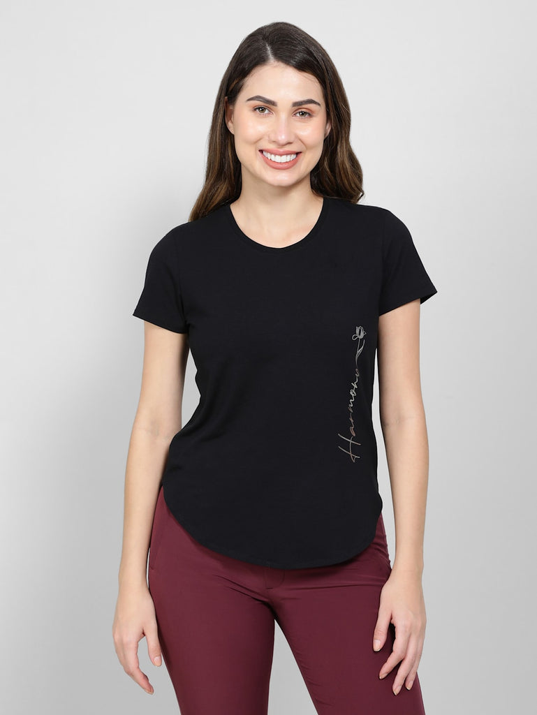 Black JOCKEY Women's Half Sleeve T-Shirt .