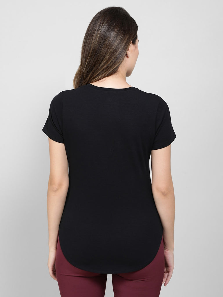 Black JOCKEY Women's Half Sleeve T-Shirt .