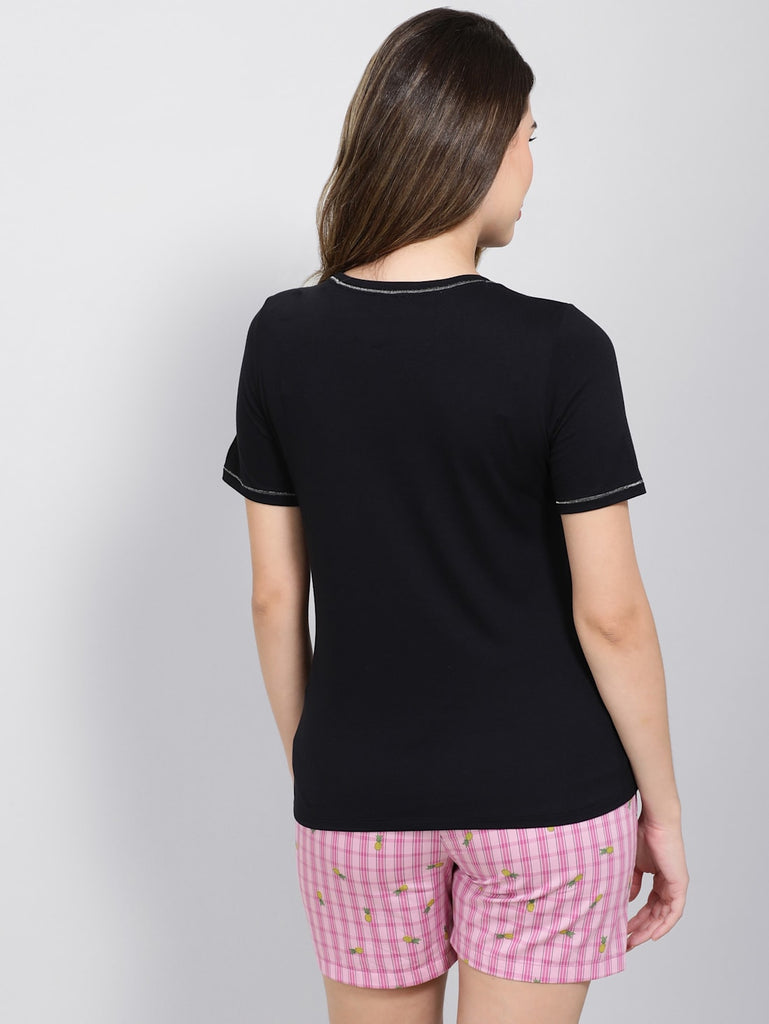 Black JOCKEY Women's Round neck Half Sleeve T-Shirt.