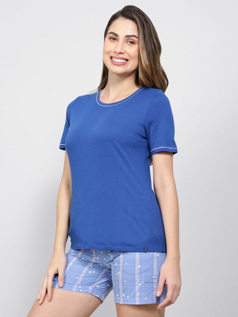 Blue Quartz JOCKEY Women's Round neck Half Sleeve T-Shirt.