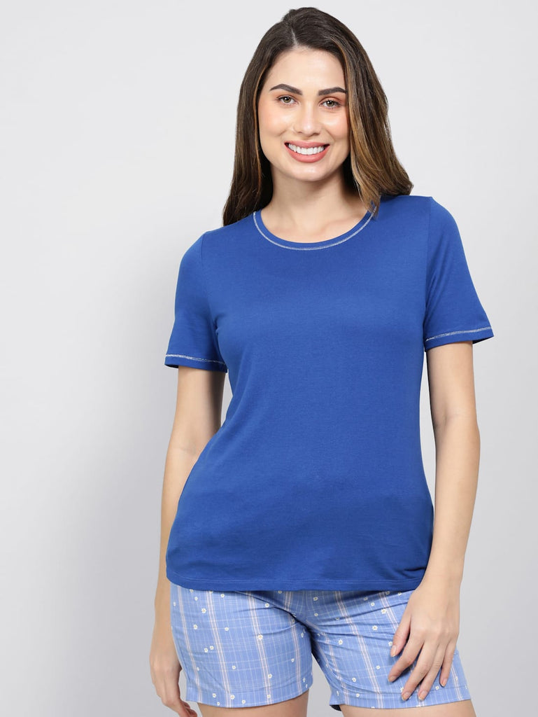 Blue Quartz JOCKEY Women's Round neck Half Sleeve T-Shirt.