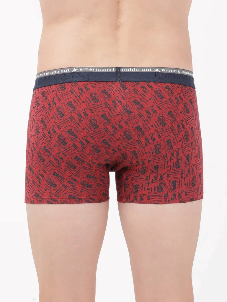 Brick Red Jockey Elastane Stretch Printed Trunk Underwear For Men