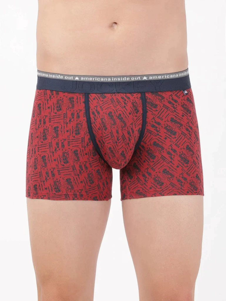 Brick Red  Jockey Elastane Stretch Printed Trunk Underwear For Men