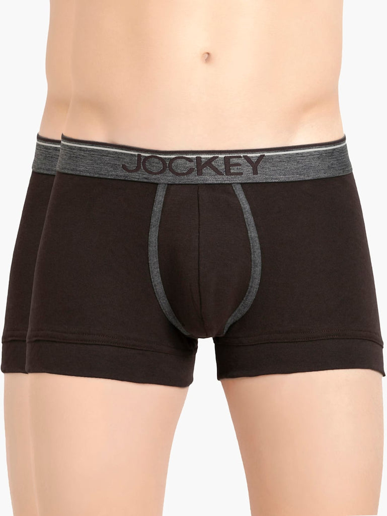 Brown Jockey Cotton rib Solid Trunk Underwear For Men