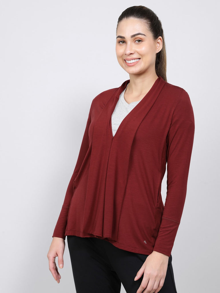 Cabernet JOCKEY Women's Relaxed fit Full Sleeve Shrug.