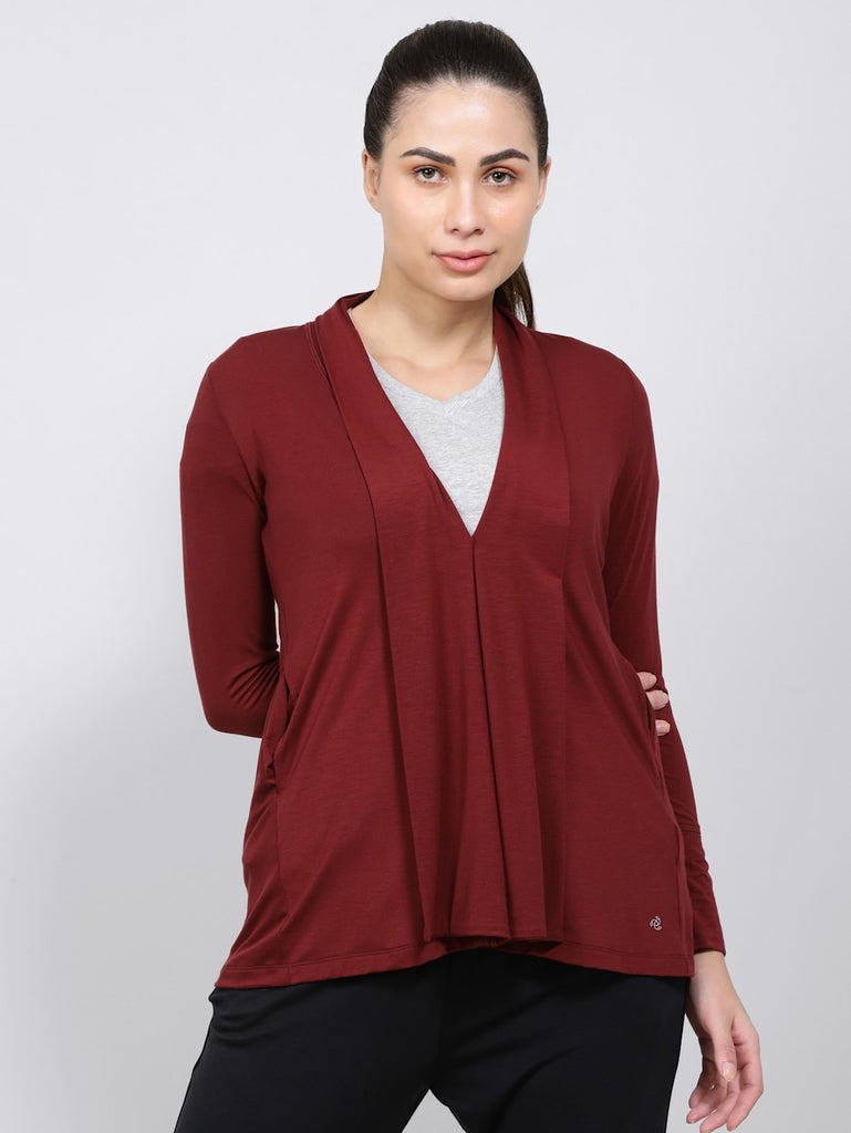 Cabernet JOCKEY Women's Relaxed fit Full Sleeve Shrug.