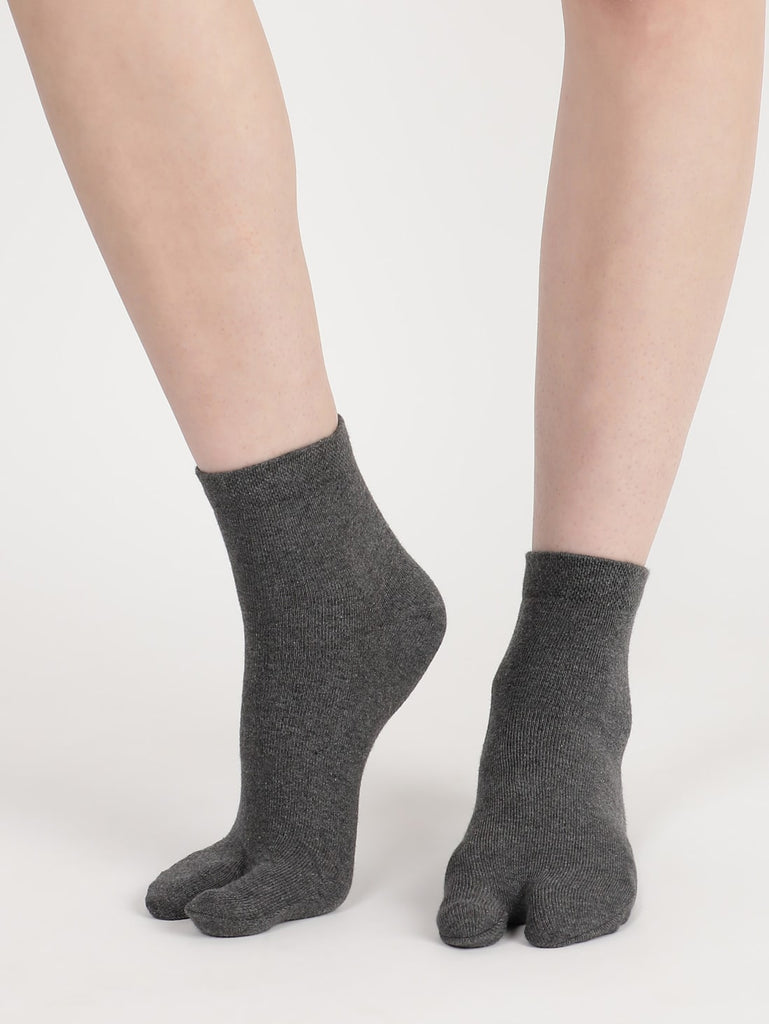 Charcoal Melange Jockey Women's Compact Cotton Stretch Toe Socks with Stay Fresh Treatment