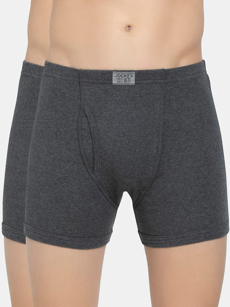 Charcoal Melange JOCKEY Men's Solid Boxer Brief