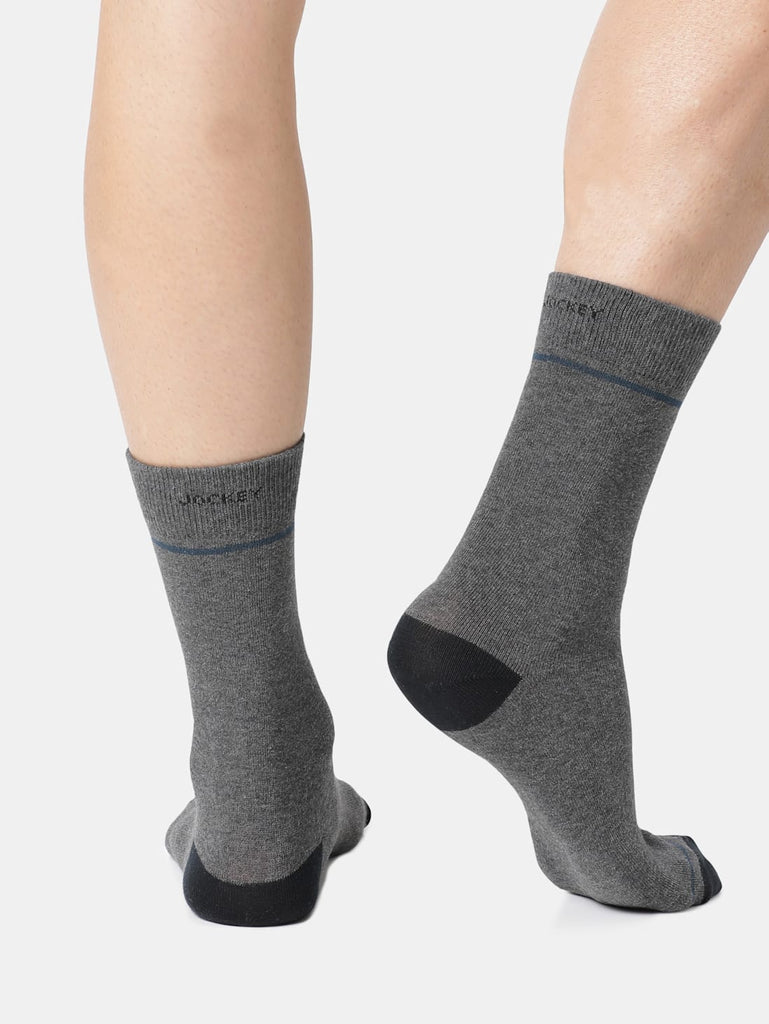 Charcoal Melange Jockey Men's Compact Cotton Stretch Crew Length Socks with Stay Fresh Treatment