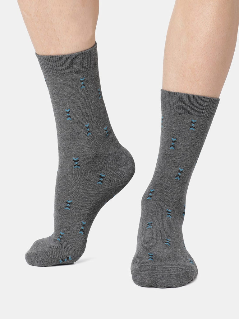 Charcoal Melange Jockey Men's Compact Cotton Stretch Crew Length Socks with Stay Fresh Treatment