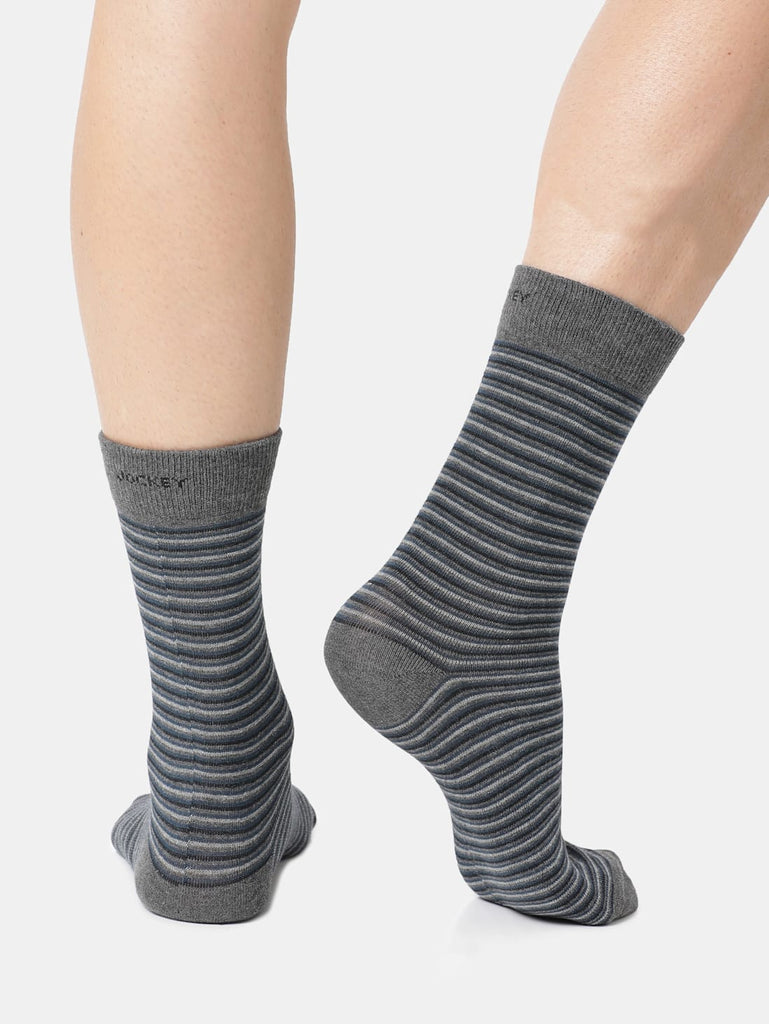 Charcoal Melange Jockey Men's Compact Cotton Stretch Crew Length Socks with Stay Fresh Treatment