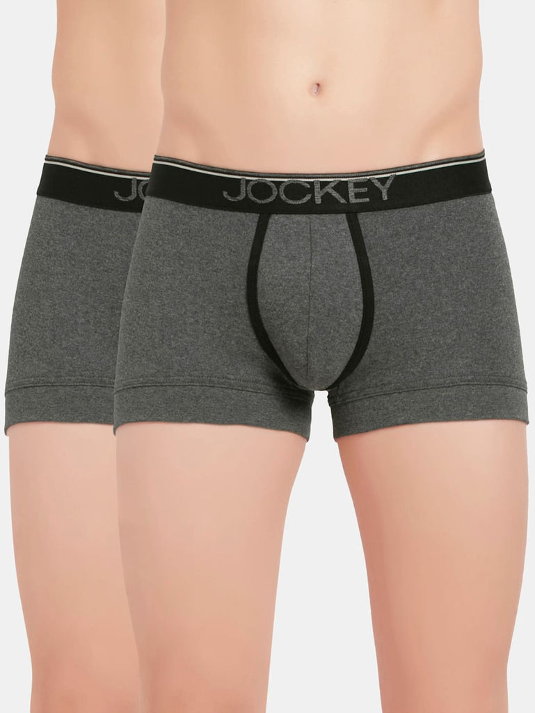 Charcoal Melange Jockey Cotton rib Solid Trunk Underwear For Men