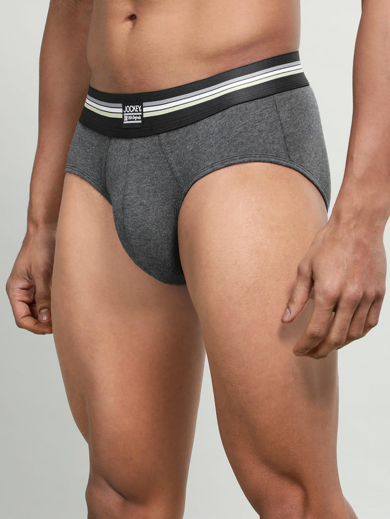 Charcoal Melange JOCKEY Men's Printed Brief (Pack of 2)