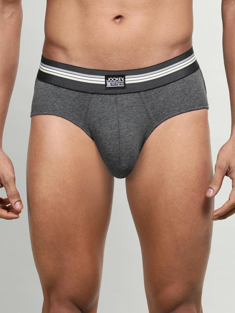 Charcoal Melange JOCKEY Men's Printed Brief (Pack of 2)