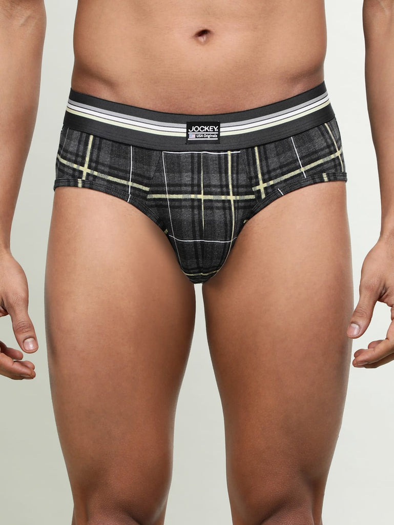 Charcoal Melange JOCKEY Men's Printed Brief (Pack of 2)