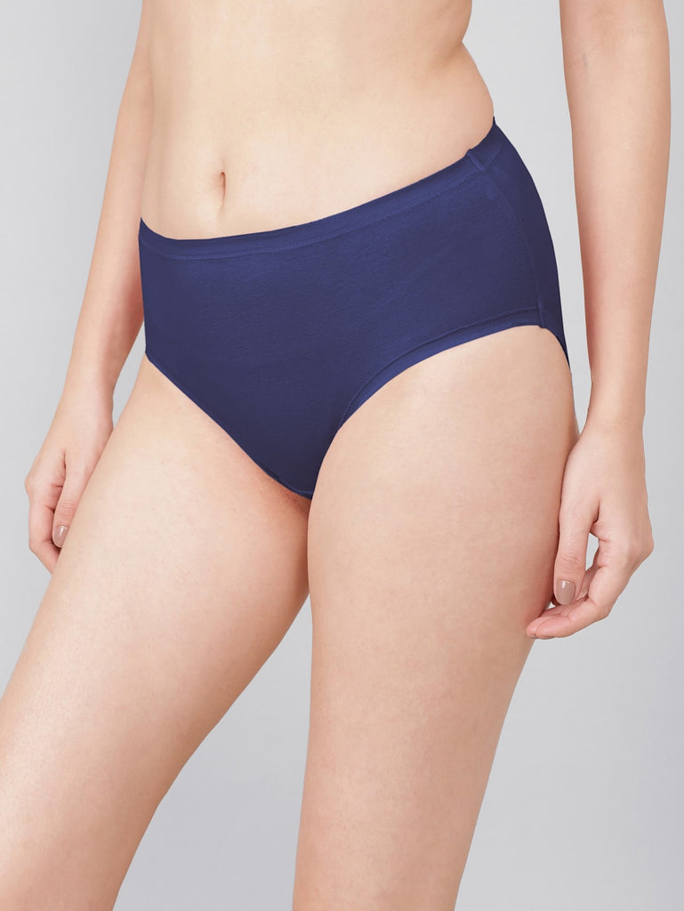 Blue High Coverage High Waist JOCKEY Women's Hipster Panties.