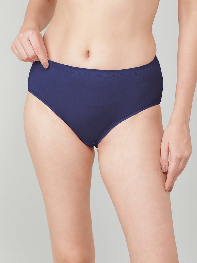 Blue High Coverage High Waist JOCKEY Women's Hipster Panties.