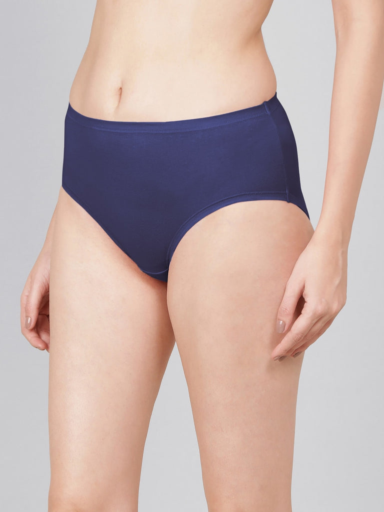 Blue High Coverage High Waist JOCKEY Women's Hipster Panties.