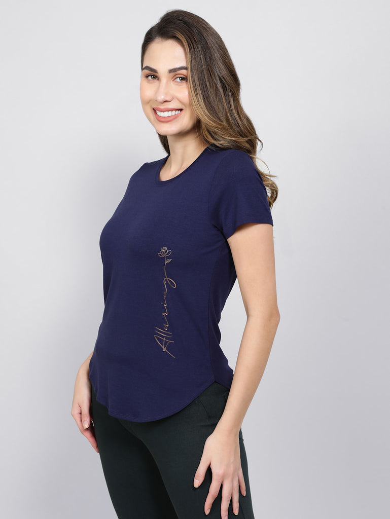 Classic Navy JOCKEY Women's Half Sleeve T-Shirt .