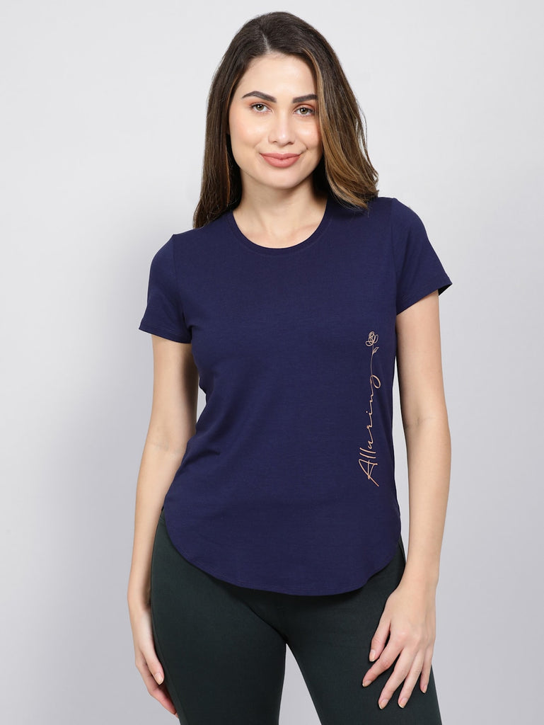 Classic Navy JOCKEY Women's Half Sleeve T-Shirt .