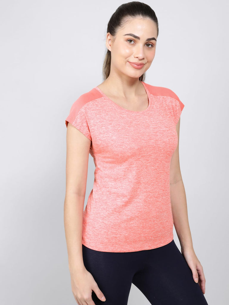 Coral JOCKEY Women's Relaxed Fit Printed Round Neck Half Sleeve T-Shirt