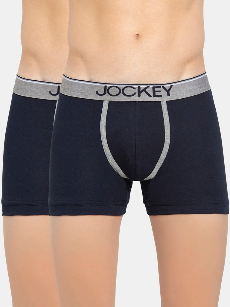 Deep Navy Jockey Cotton rib Solid Trunk Underwear For Men