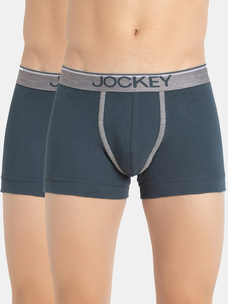 Deep Slate Jockey Cotton rib Solid Trunk Underwear For Men