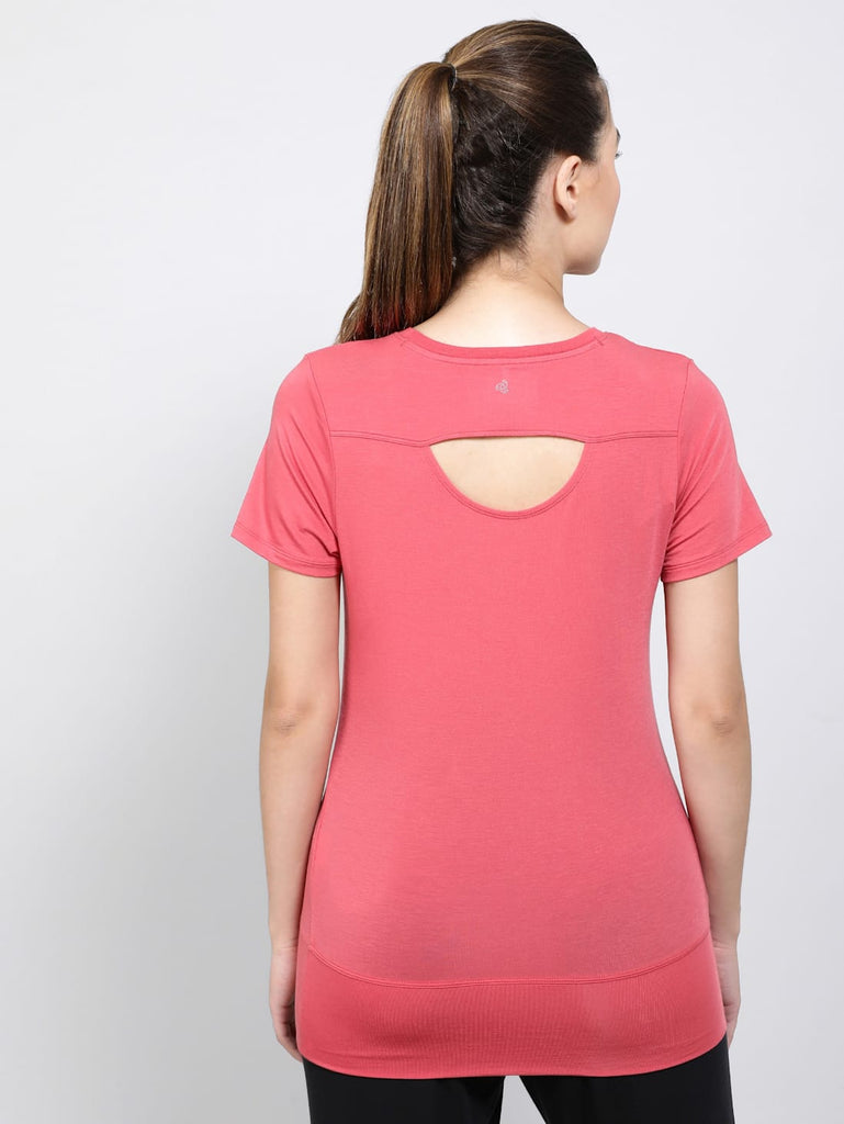 Garnet Rose JOCKEY Women's Relaxed Fit Half Sleeve T-Shirt