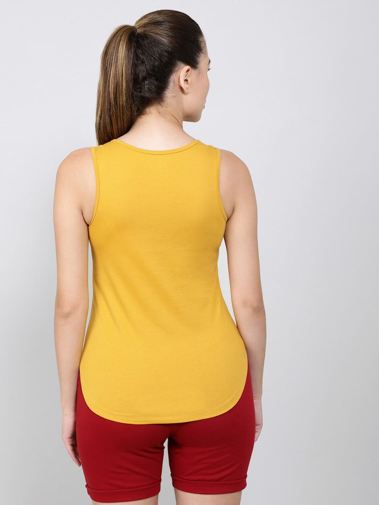 Golden Spice JOCKEY Women's Solid Curved Hem Styled Tank Top