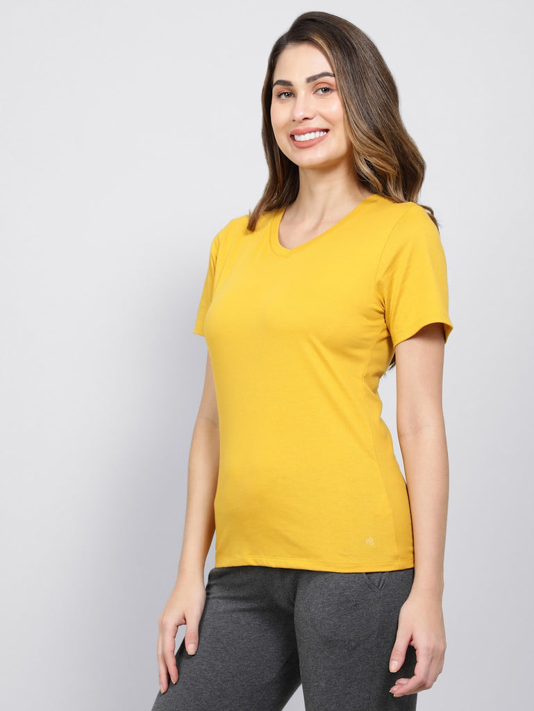 Golden Spice JOCKEY Women's V-Neck Half Sleeve T-Shirt