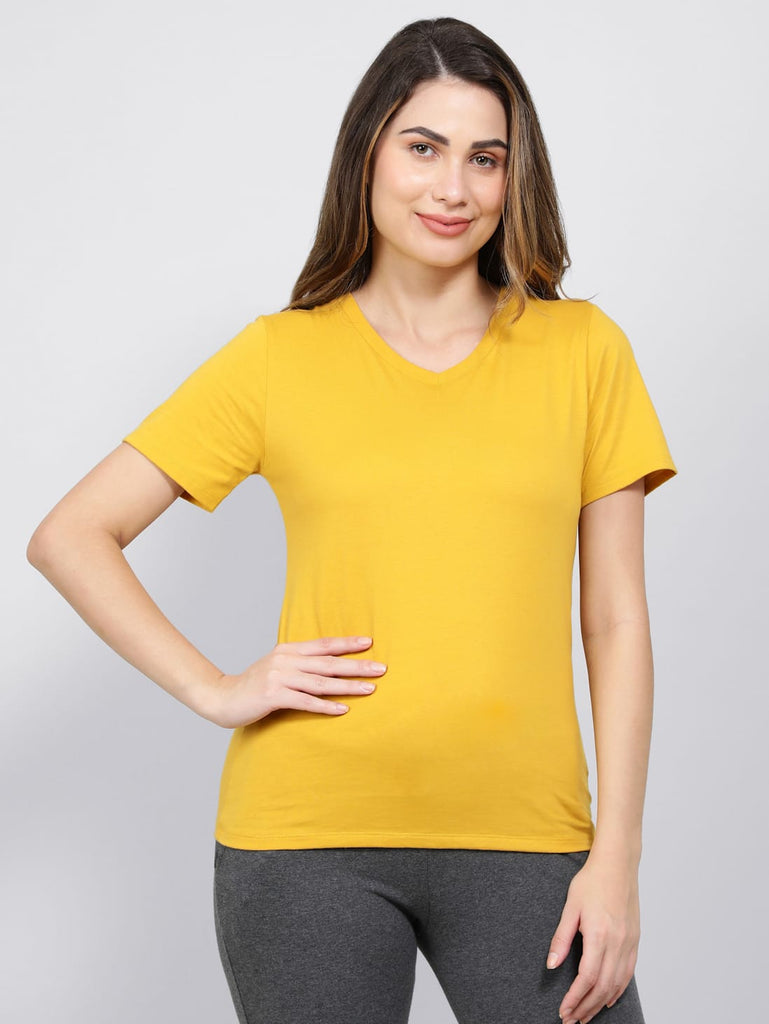 Golden Spice JOCKEY Women's V-Neck Half Sleeve T-Shirt