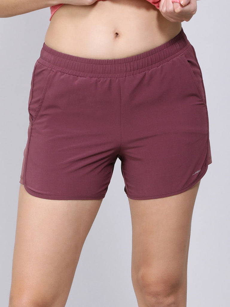 Grape Wine JOCKEY Women's Lightweight Microfiber Straight Fit Shorts