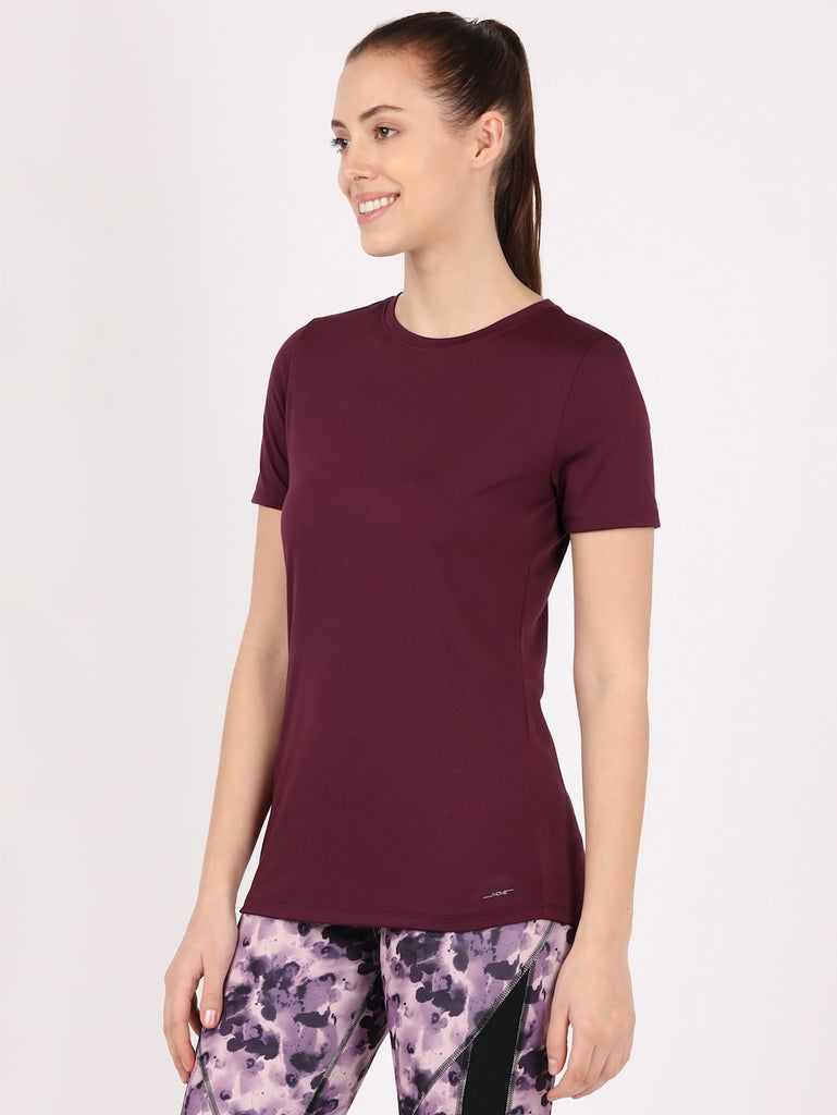  Grape Wine  JOCKEY Women's Round Neck Half Sleeve T-Shirt