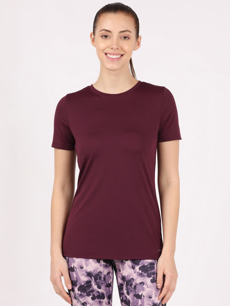  Grape Wine  JOCKEY Women's Round Neck Half Sleeve T-Shirt