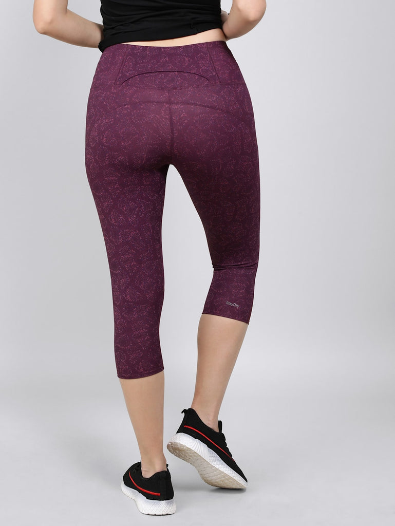 Grape Wine Print JOCKEY Women's Microfiber Elastane Stretch Slim Fit Printed Capri.