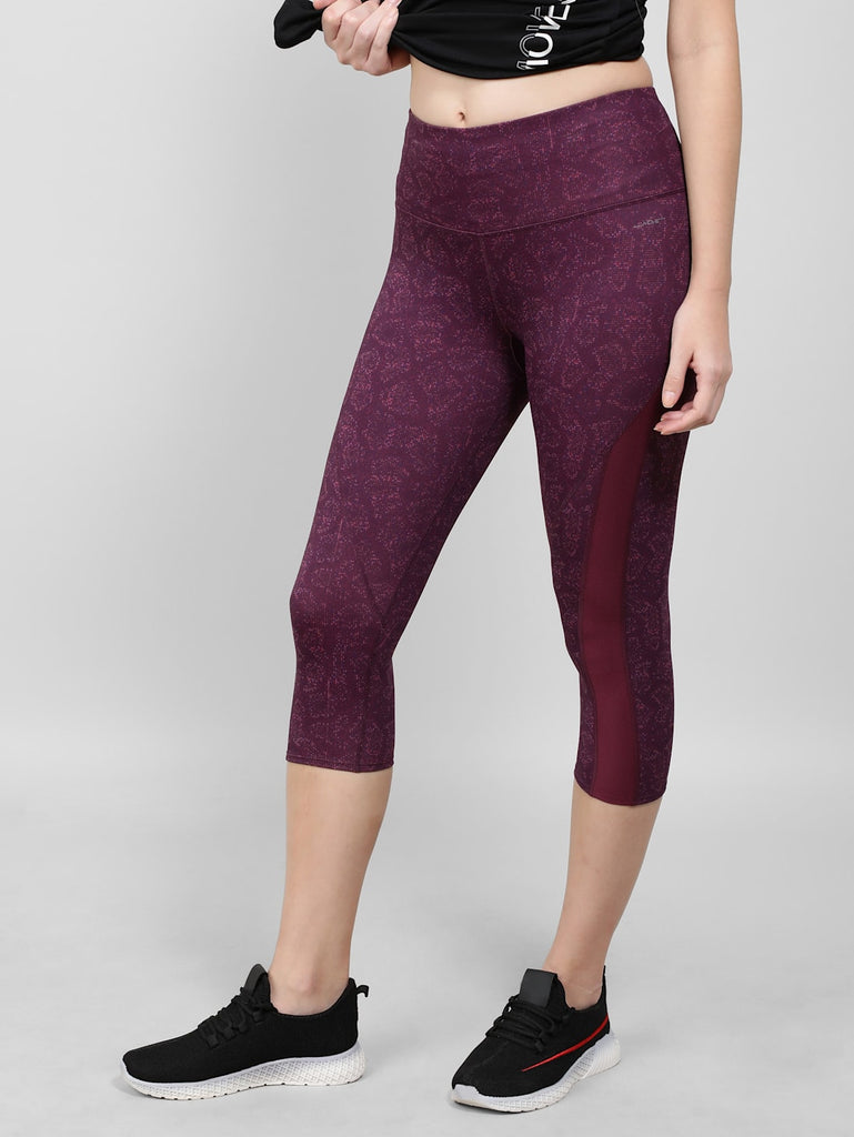 Grape Wine Print JOCKEY Women's Microfiber Elastane Stretch Slim Fit Printed Capri.