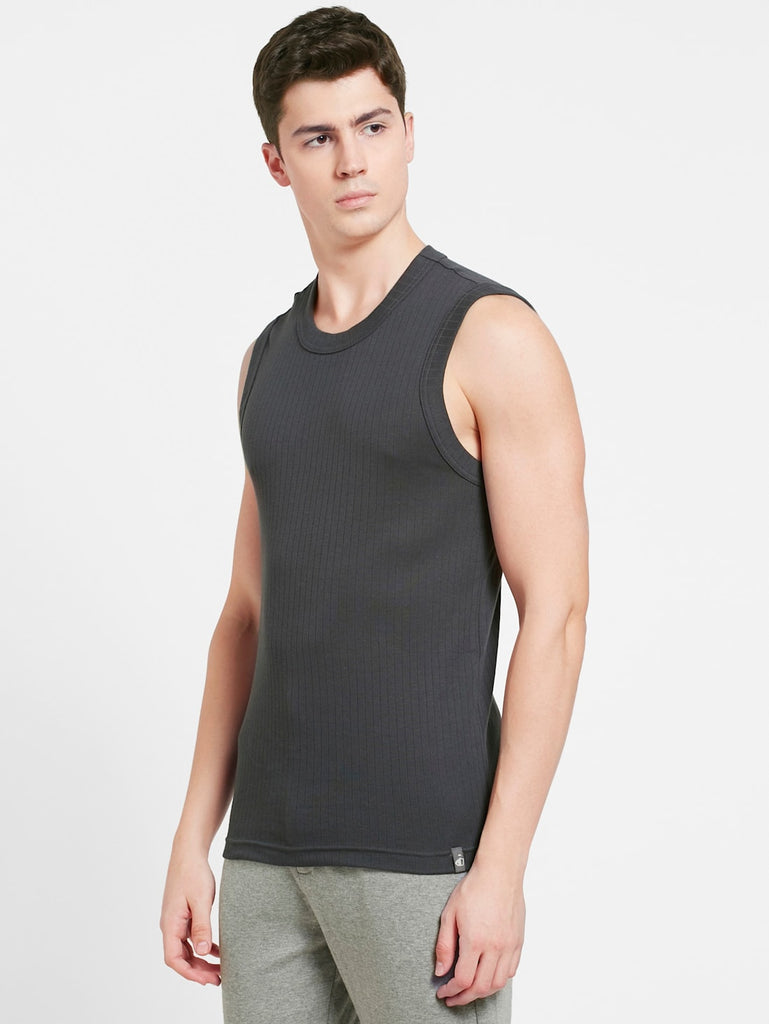 Graphite JOCKEY Men's Solid Round Neck Muscle Vest.