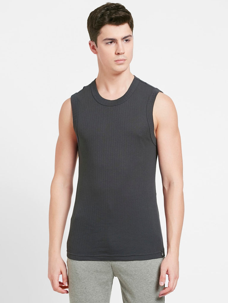 Graphite JOCKEY Men's Solid Round Neck Muscle Vest.