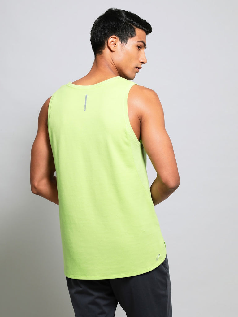 Green Glow JOCKEY Men's Solid Low Neck Tank Top