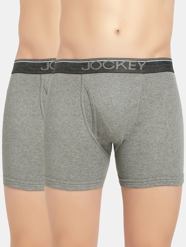 Grey Melange jockey Solid Boxer Brief Underwear Men