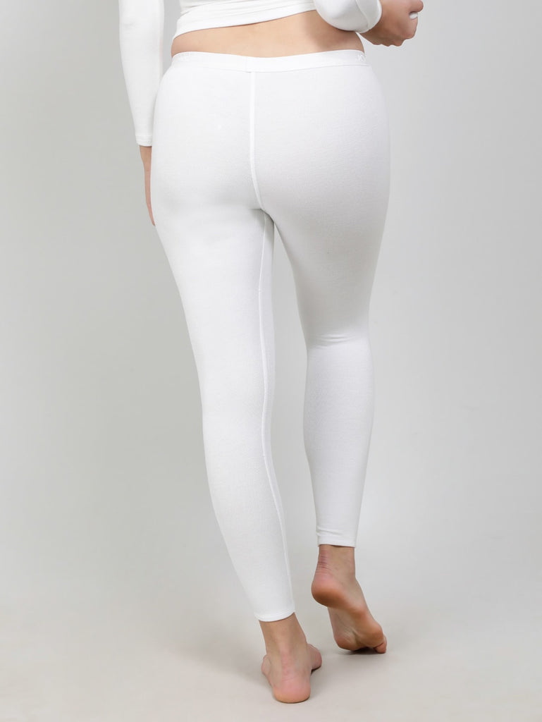 White JOCKEY Women's Soft Touch Fleece Fabric Leggings.