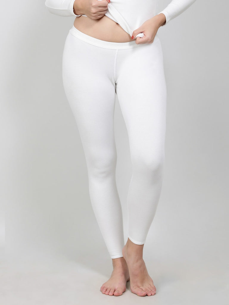 White JOCKEY Women's Soft Touch Fleece Fabric Leggings.