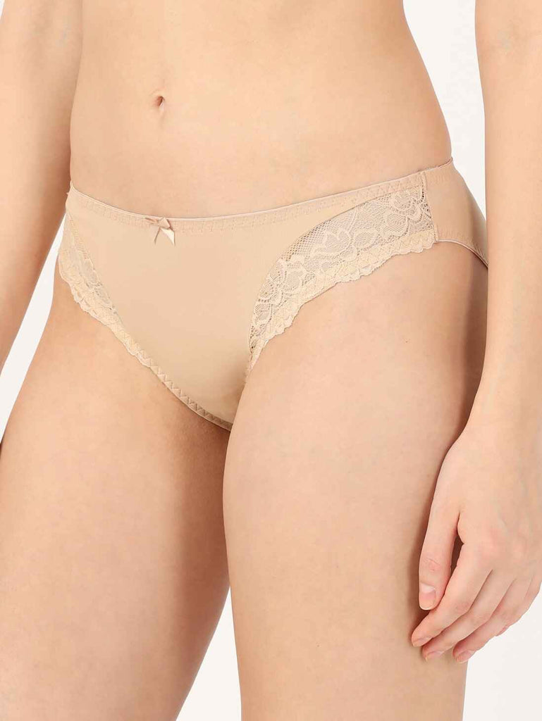 Light Skin JOCKEY Women's Mid Waist Lace Styled Bikini.  