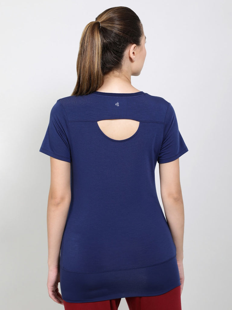 Medieval Blue JOCKEY Women's Relaxed Fit Half Sleeve T-Shirt