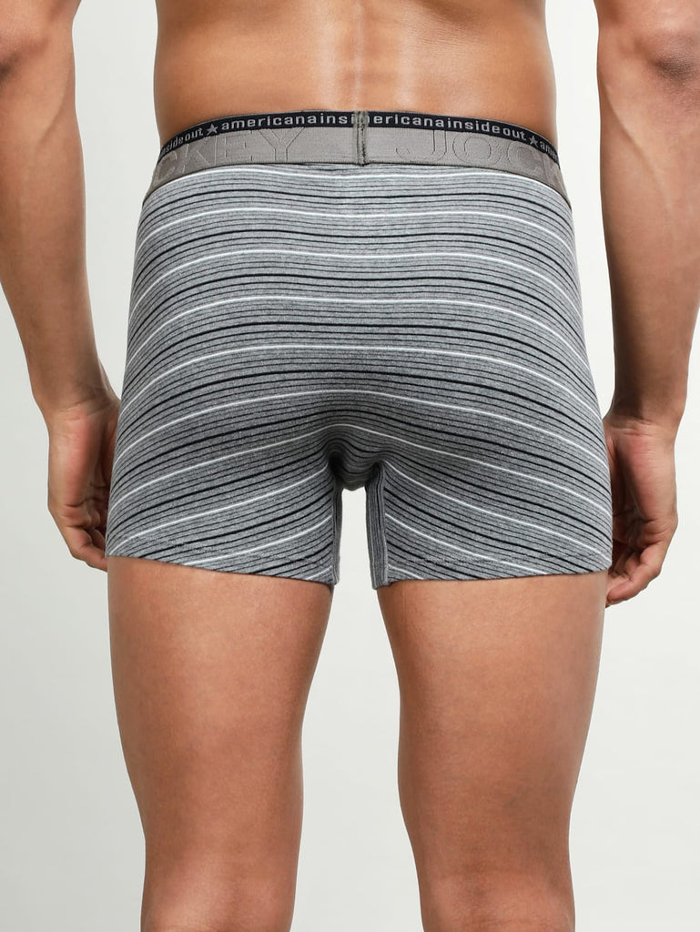 Mid Grey Melange JOCKEY Men's Stripe Trunk.