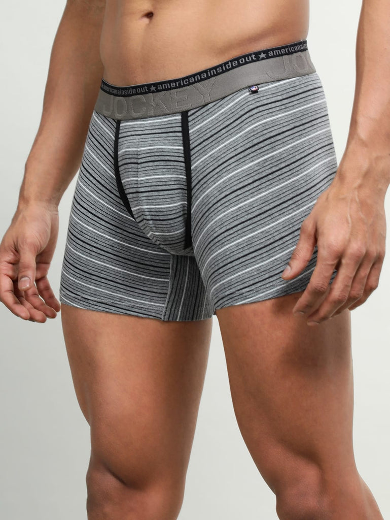 Mid Grey Melange JOCKEY Men's Stripe Trunk.