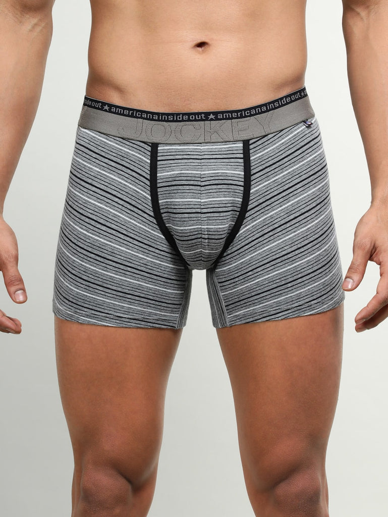 Mid Grey Melange JOCKEY Men's Stripe Trunk.